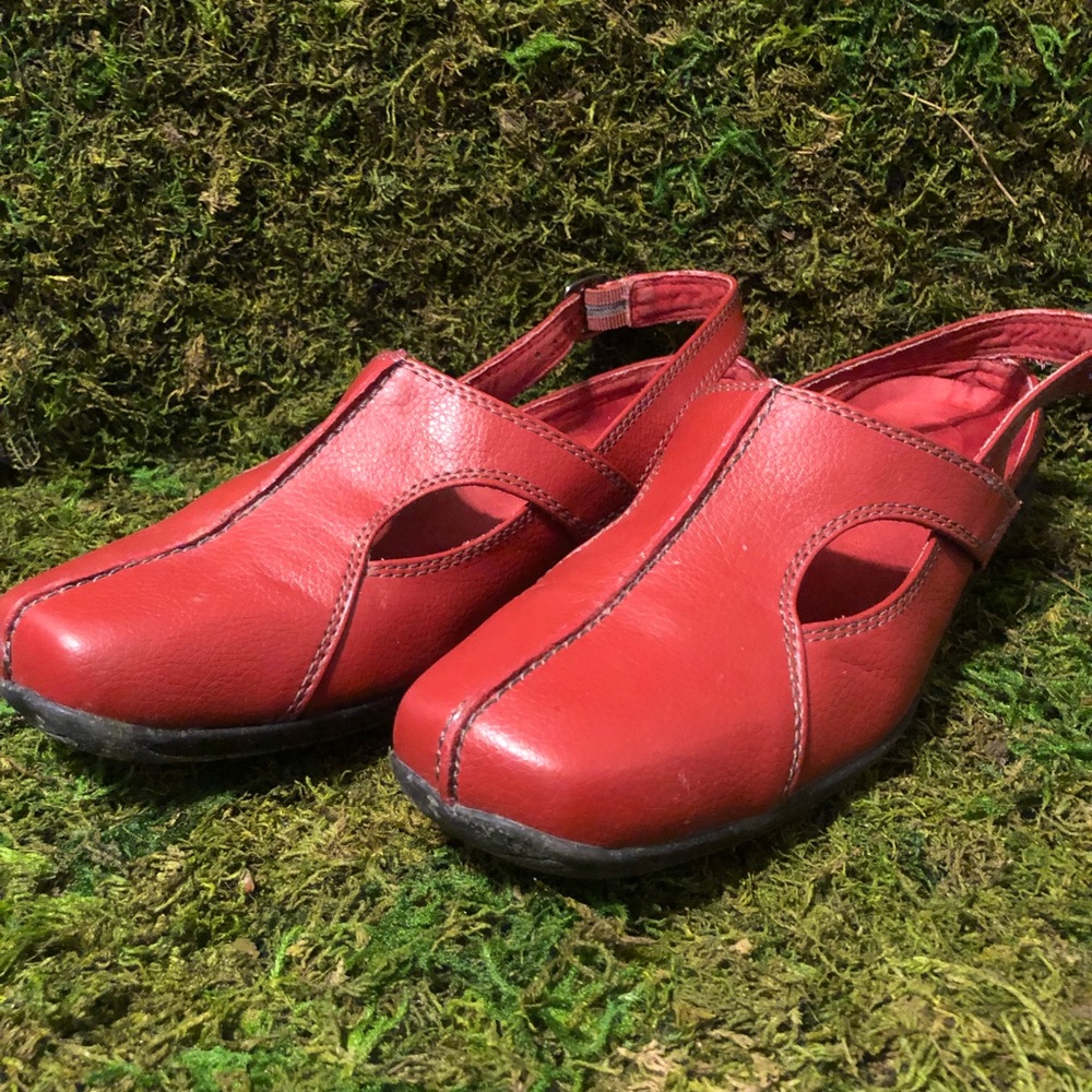 Red Slider Sandals with Ankle Strap